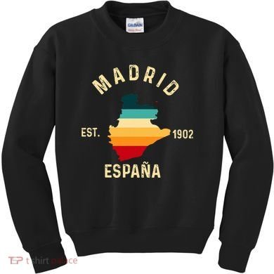 Madrid Espana Spain Est. Souvenir Flag Map Vacation Kids Sweatshirt