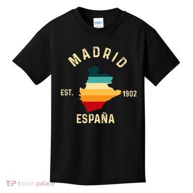 Madrid Espana Spain Est. Souvenir Flag Map Vacation Kids T-Shirt