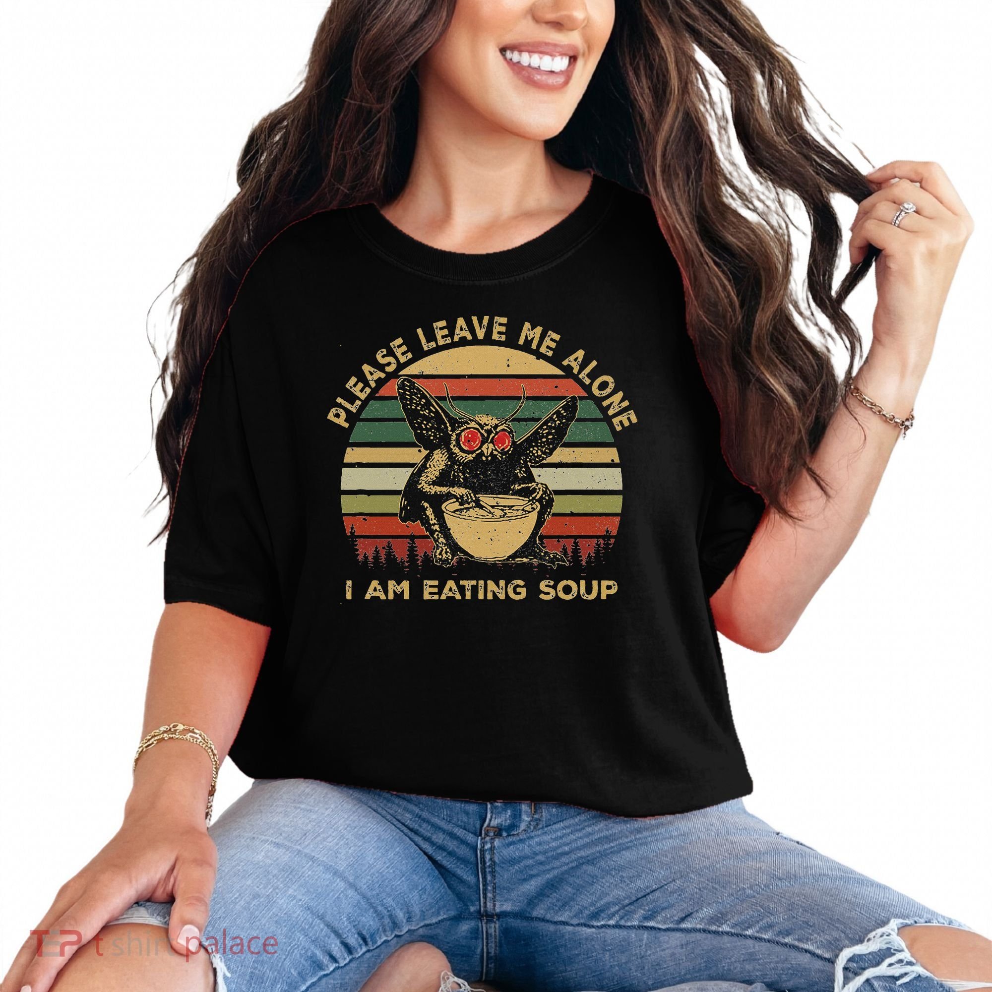 Mothman Eating Soup Please Leave Me Alone I Am Eating Soup Comfort Colors T-Shirt