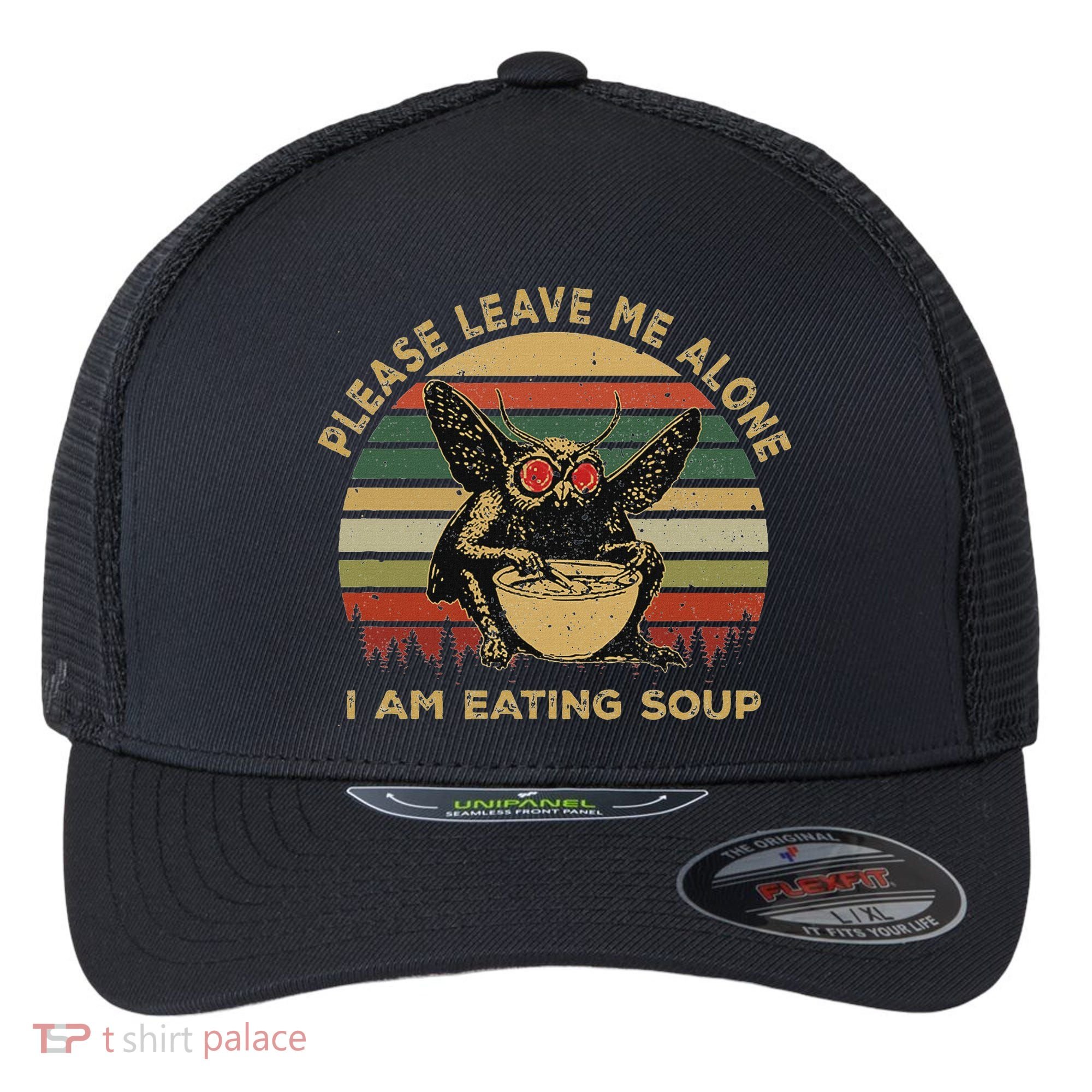 Mothman Eating Soup Please Leave Me Alone I Am Eating Soup Flexfit Unipanel Trucker Cap