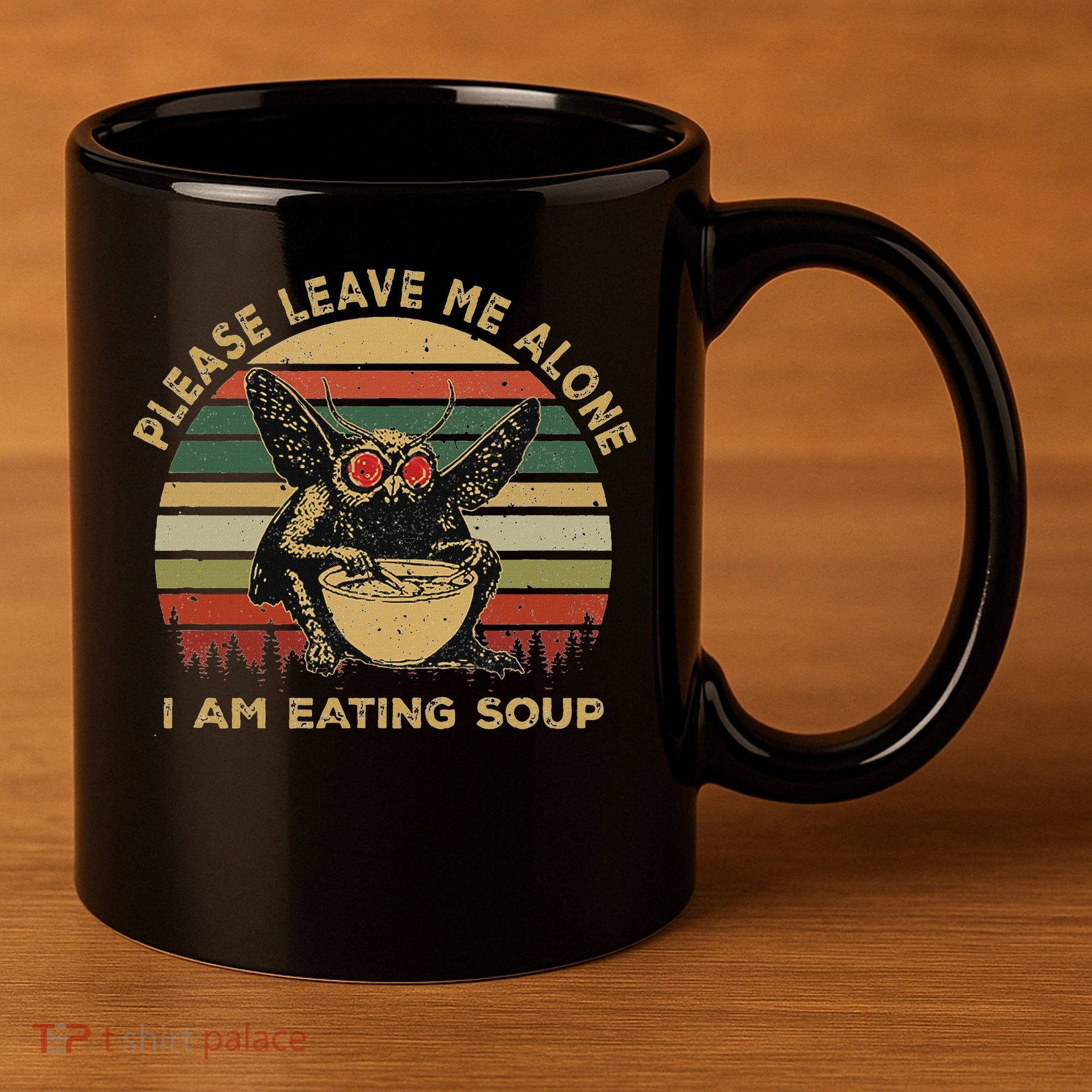 Mothman Eating Soup Please Leave Me Alone I Am Eating Soup 11oz C Handle Ceramic Mug