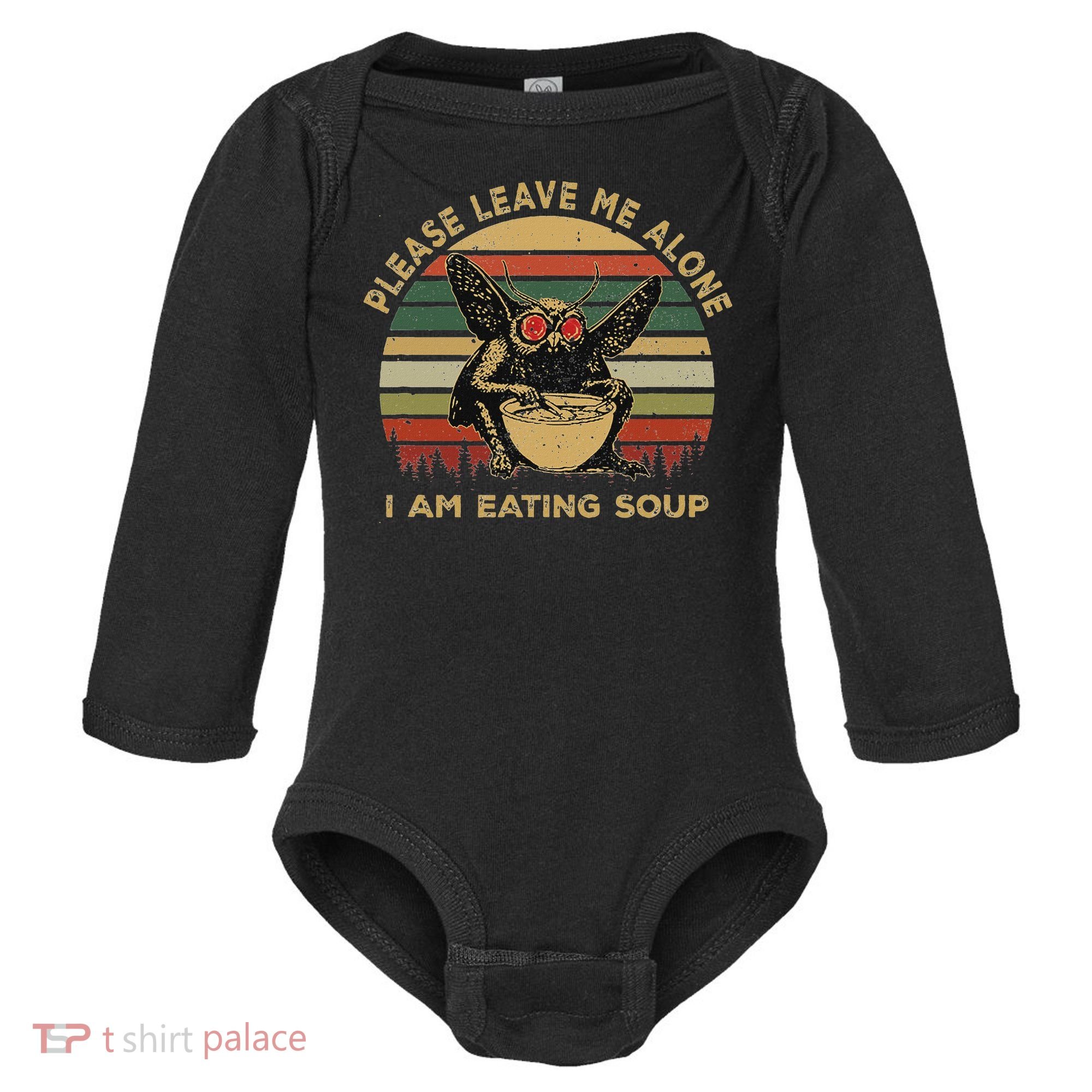 Mothman Eating Soup Please Leave Me Alone I Am Eating Soup Baby Long Sleeve Bodysuit
