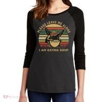 Mothman Eating Soup Please Leave Me Alone I Am Eating Soup Women's Tri-Blend 3/4-Sleeve Raglan Shirt thumb 2