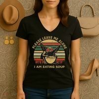 Mothman Eating Soup Please Leave Me Alone I Am Eating Soup Women's V-Neck T-Shirt thumb 3