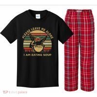 Mothman Eating Soup Please Leave Me Alone I Am Eating Soup Kids Plaid Pajama Set thumb 0