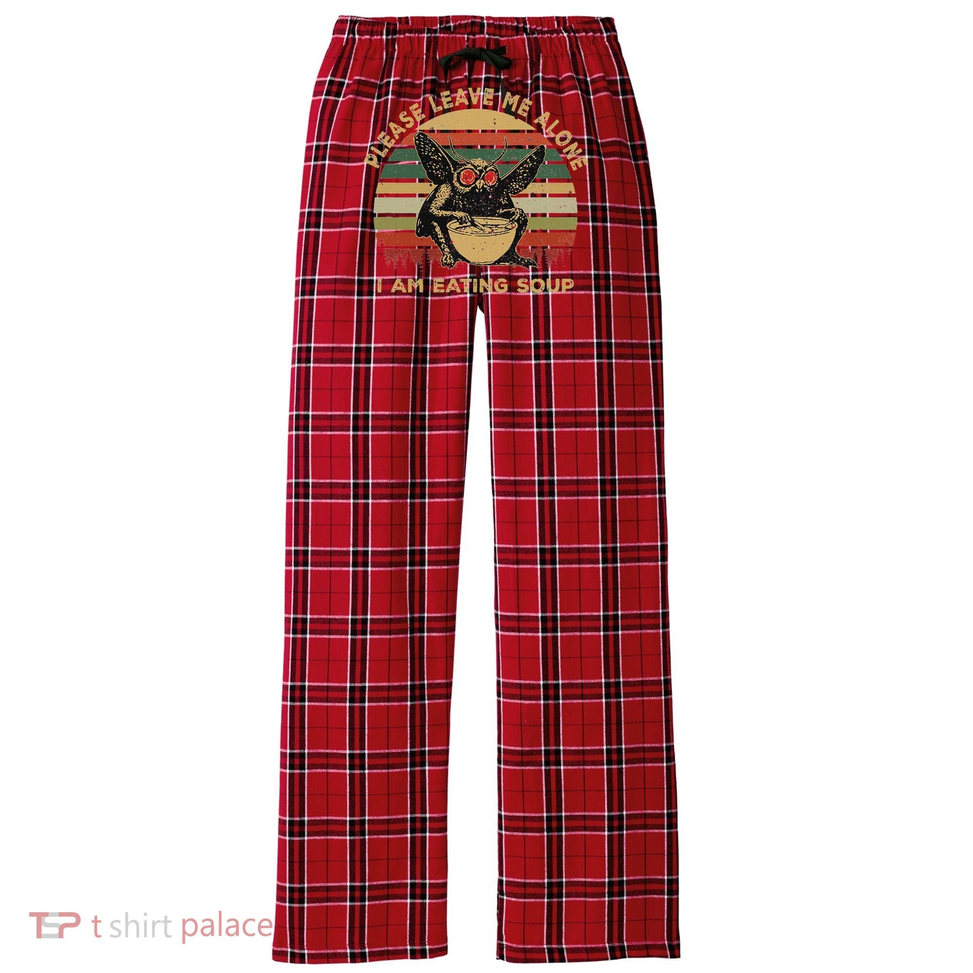Mothman Eating Soup Please Leave Me Alone I Am Eating Soup Women's Flannel Plaid Pajama Pants