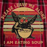 Mothman Eating Soup Please Leave Me Alone I Am Eating Soup Women's Flannel Plaid Pajama Pants thumb 2