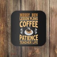 Messy Bun Lesson Plans Funny Teacher Coaster thumb 0