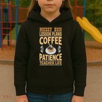 Messy Bun Lesson Plans Funny Teacher Kids Hoodie thumb 3