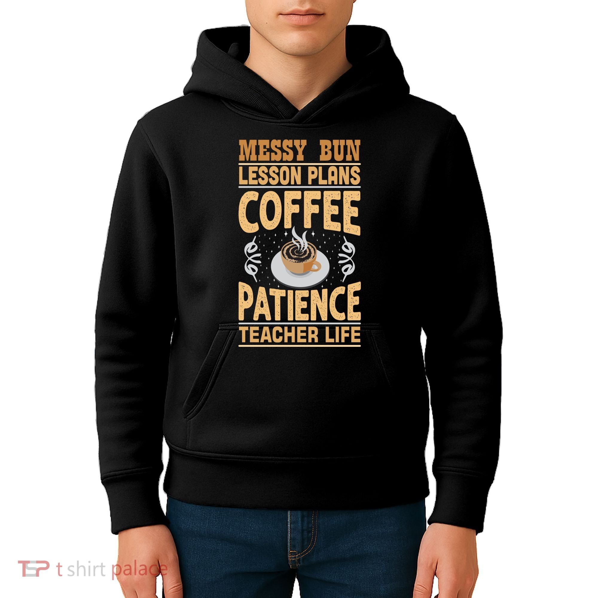 Messy Bun Lesson Plans Funny Teacher Kids Hoodie
