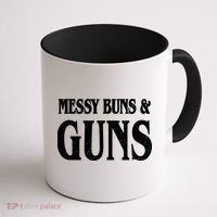 Messy Buns And Guns Coffee Mug thumb 1