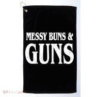 Messy Buns And Guns Golf Towel thumb 0