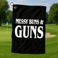 Messy Buns And Guns Golf Towel thumb 1