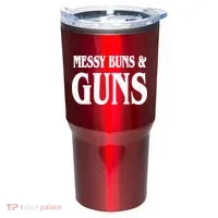 Messy Buns And Guns Tumbler thumb 0