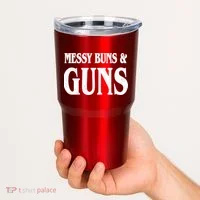 Messy Buns And Guns Tumbler thumb 2