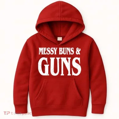 Messy Buns And Guns Kids Hoodie