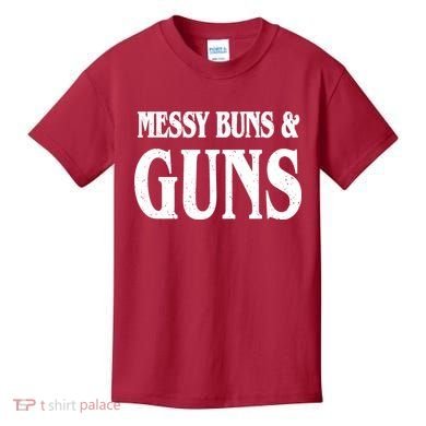 Messy Buns And Guns Kids T-Shirt