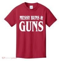 Messy Buns And Guns Kids T-Shirt thumb 0