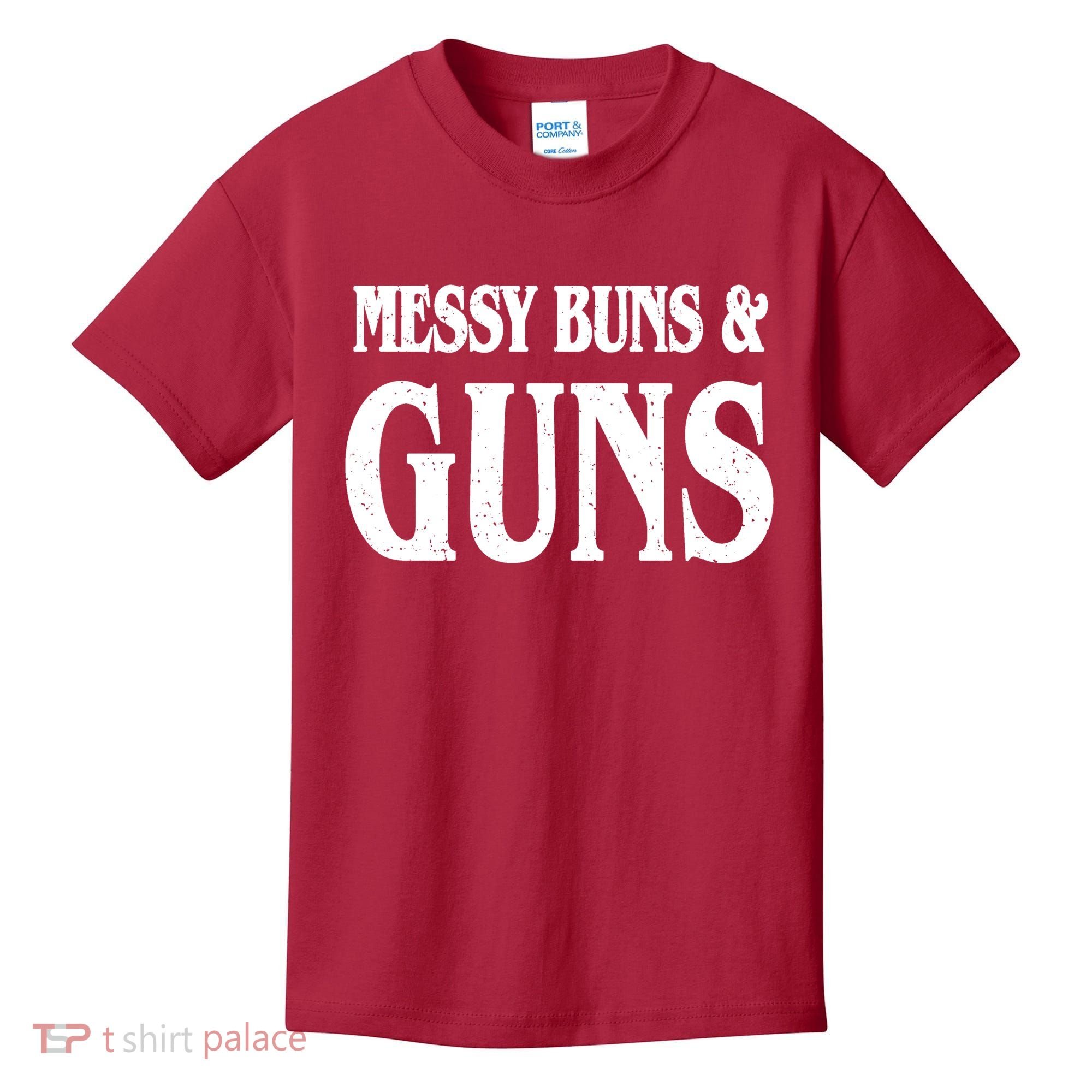 Messy Buns And Guns Kids T-Shirt