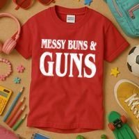Messy Buns And Guns Kids T-Shirt thumb 3