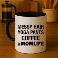 Messy Hair Yoga Pants Mom Life #Momlife Coffee Mug thumb 4