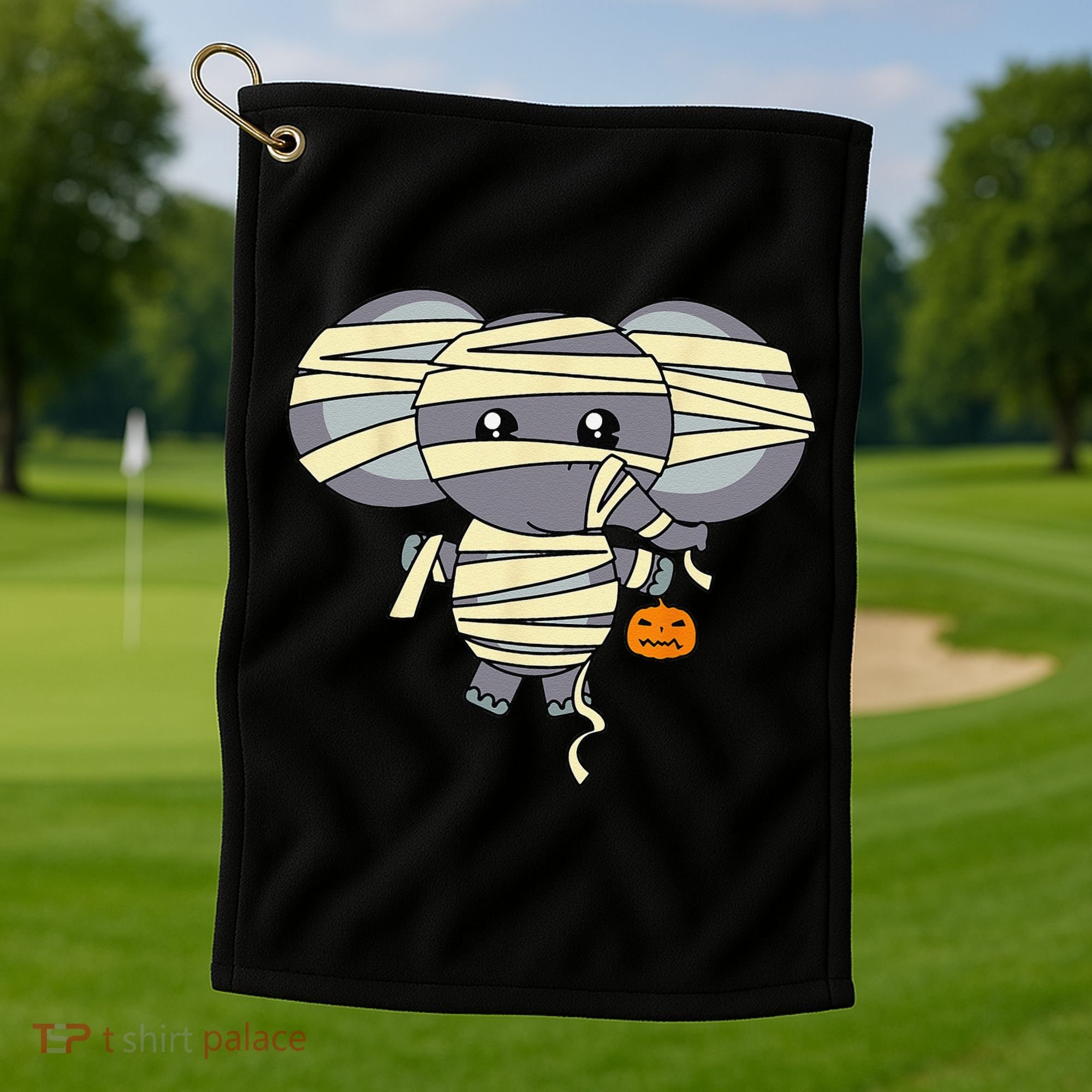 Mummy Elephant Trick Or Treating Costume Cute Halloween Gift Golf Towel