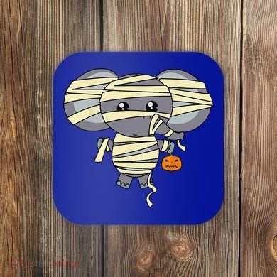 Mummy Elephant Trick Or Treating Costume Cute Halloween Gift Coaster