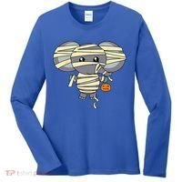 Mummy Elephant Trick Or Treating Costume Cute Halloween Gift Women's Long Sleeve Shirt thumb 0