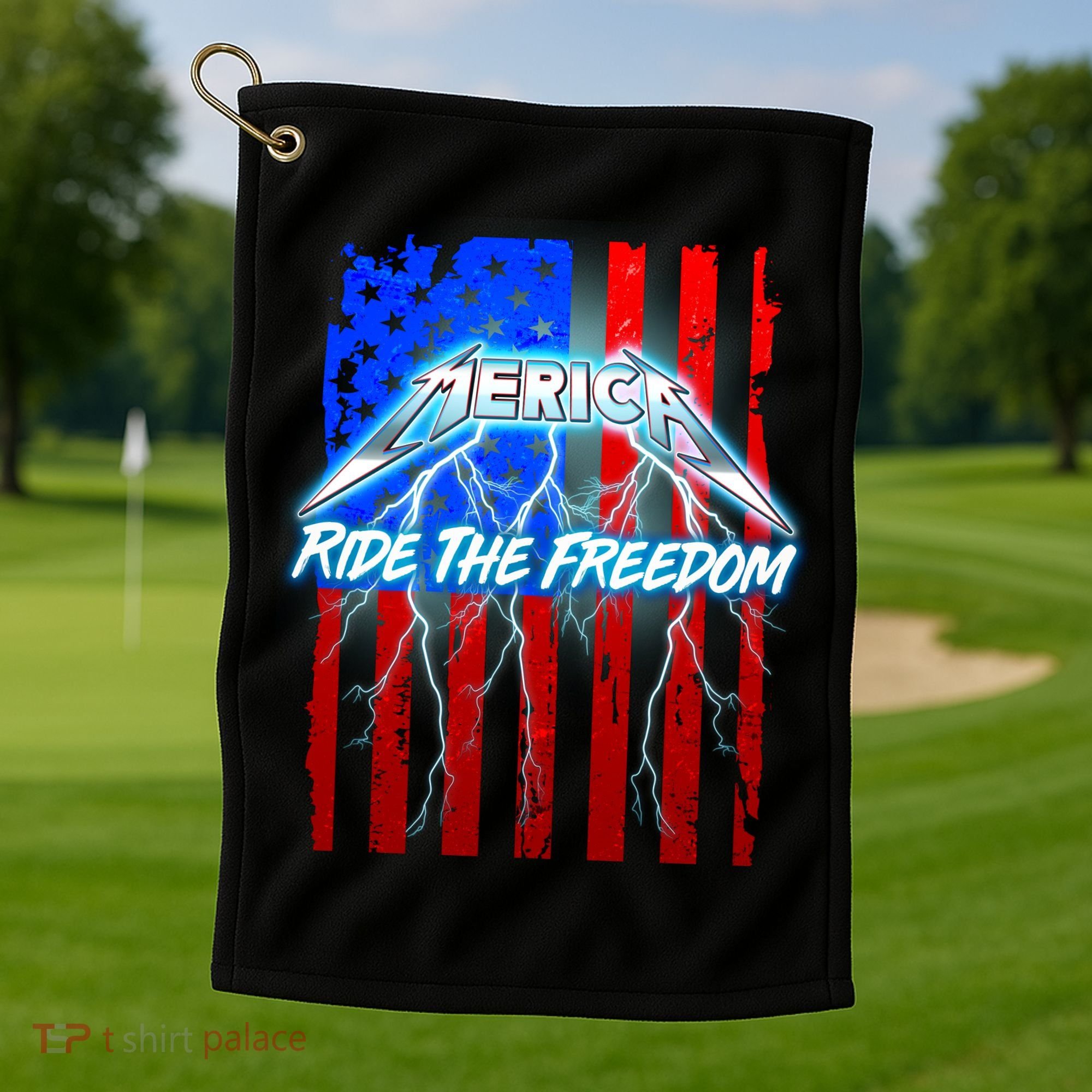 Metal Merica Ride The Freedom Golf Towel