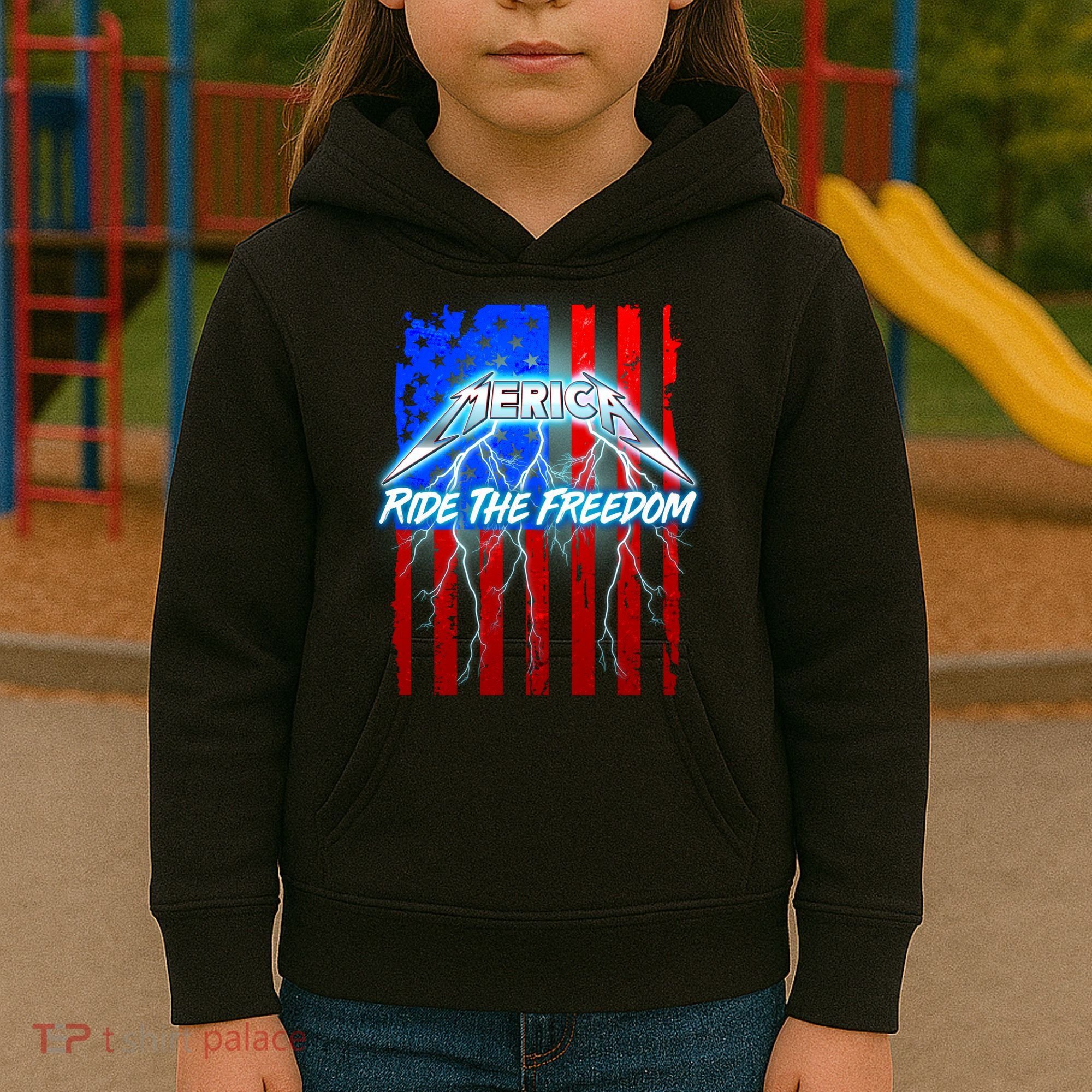 Metal Merica Ride The Freedom Kids Hoodie