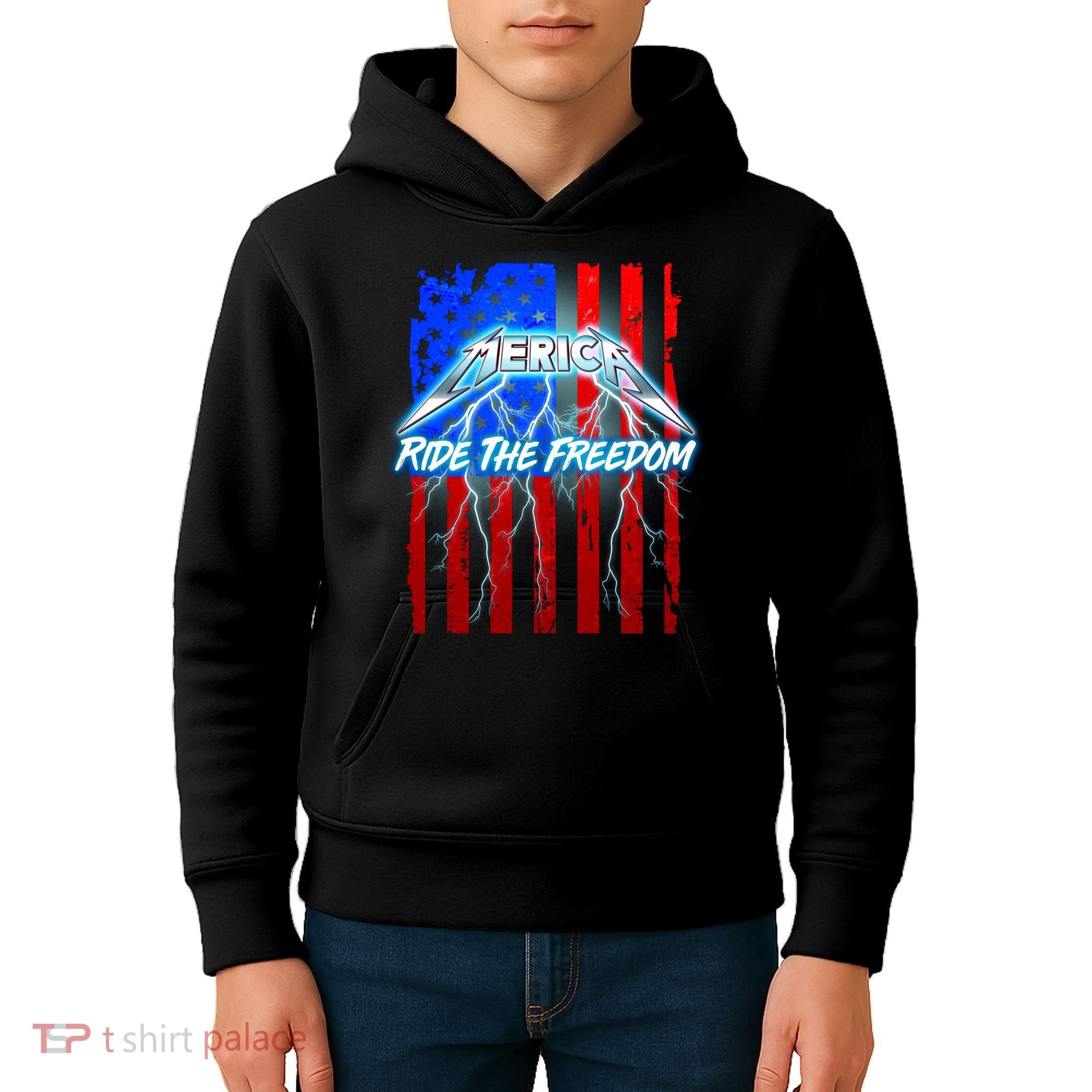 Metal Merica Ride The Freedom Kids Hoodie