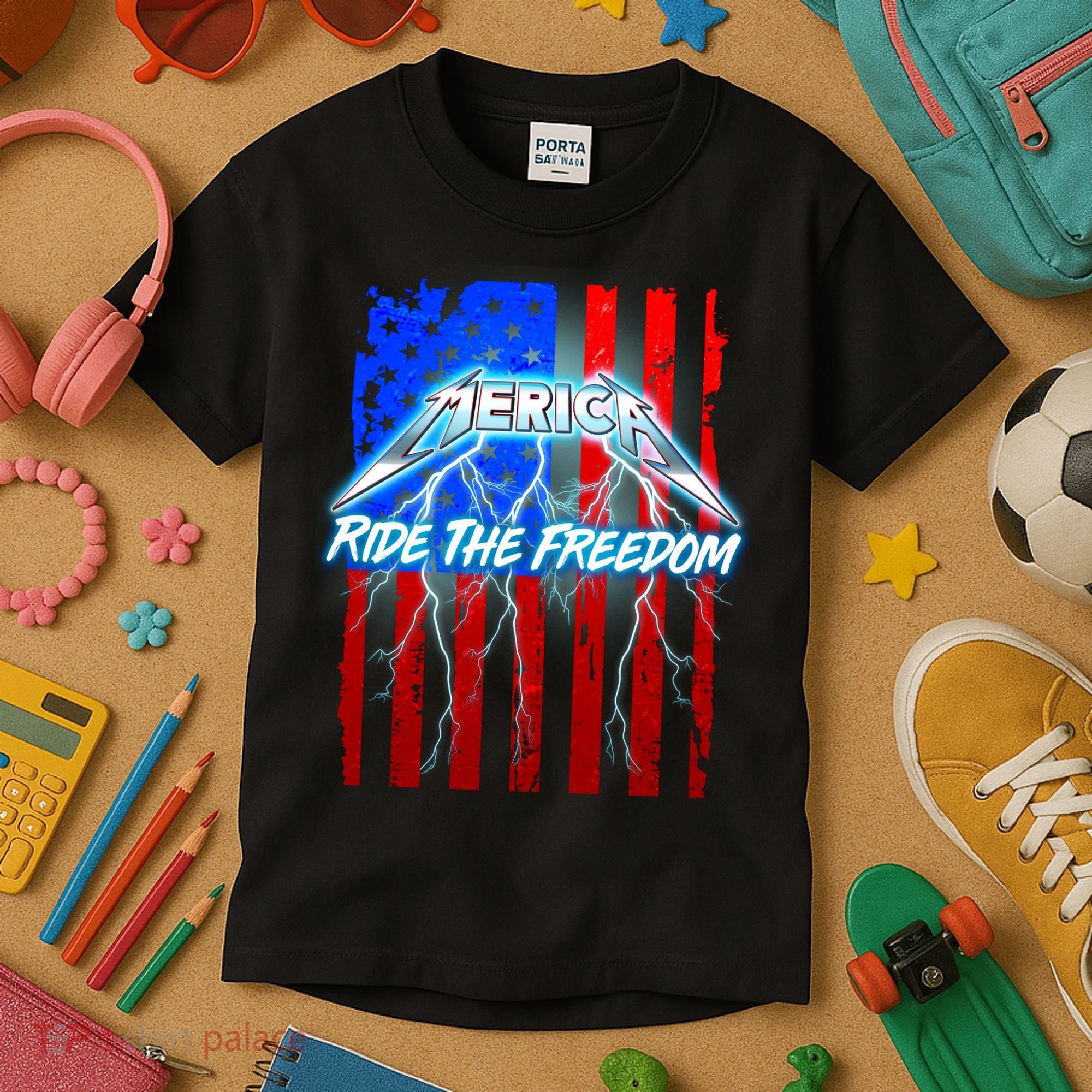 Metal Merica Ride The Freedom Kids T-Shirt