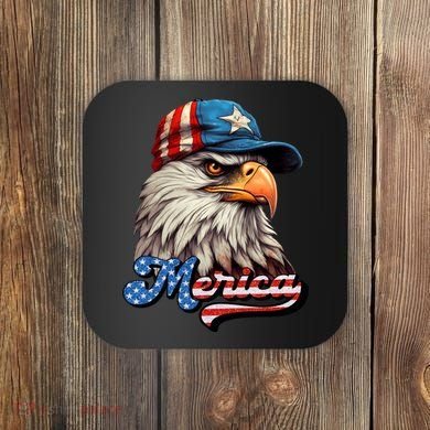 Merica Eagle USA Eagle 4th Of July Patriotic Funny Bald Eagle Coaster