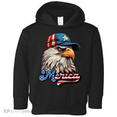 Merica Eagle USA Eagle 4th Of July Patriotic Funny Bald Eagle Toddler Hoodie
