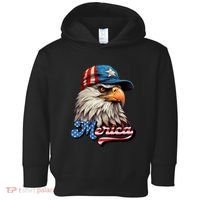 Merica Eagle USA Eagle 4th Of July Patriotic Funny Bald Eagle Toddler Hoodie thumb 0