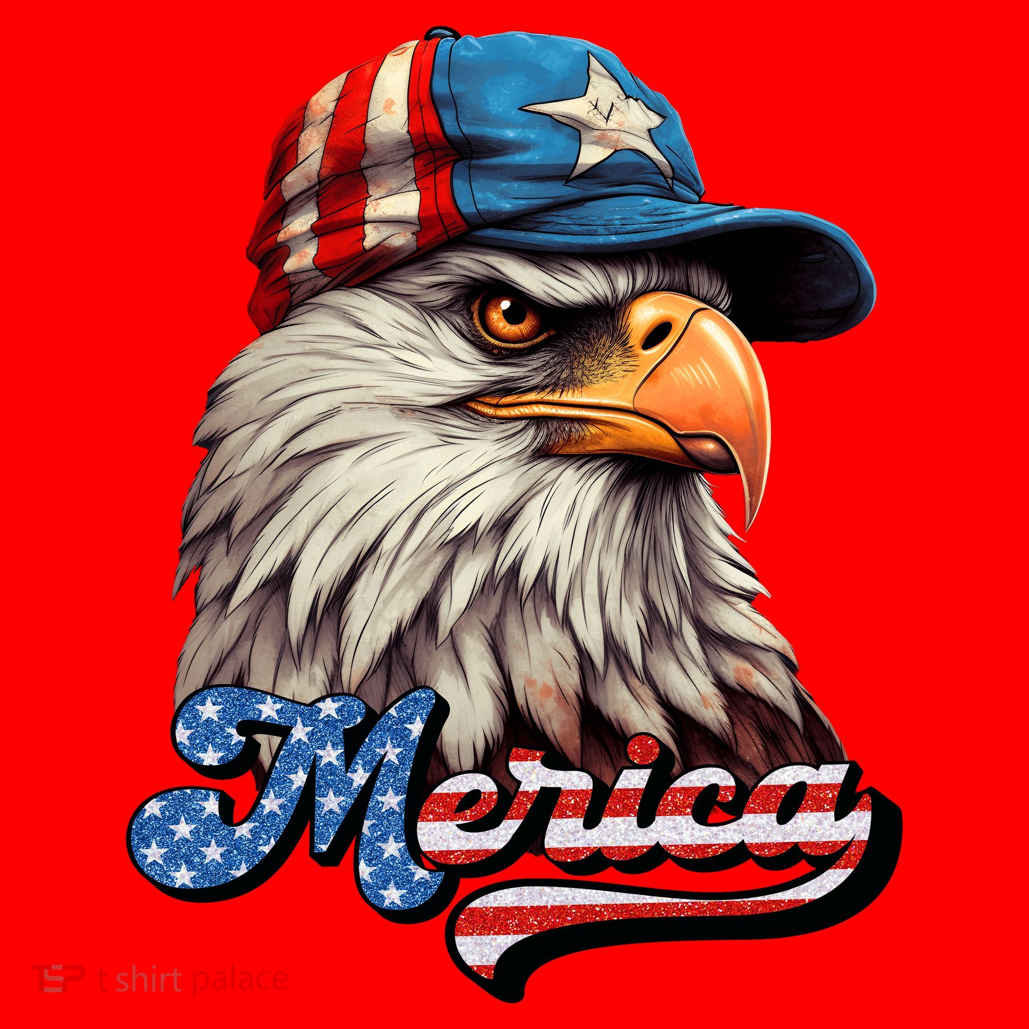 Merica Eagle USA Eagle 4th Of July Patriotic Funny Bald Eagle Santa Hat