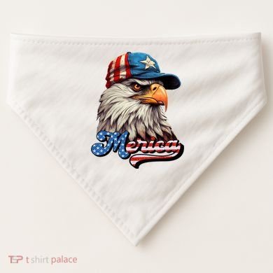Merica Eagle USA Eagle 4th Of July Patriotic Funny Bald Eagle USA-Made Doggie Bandana