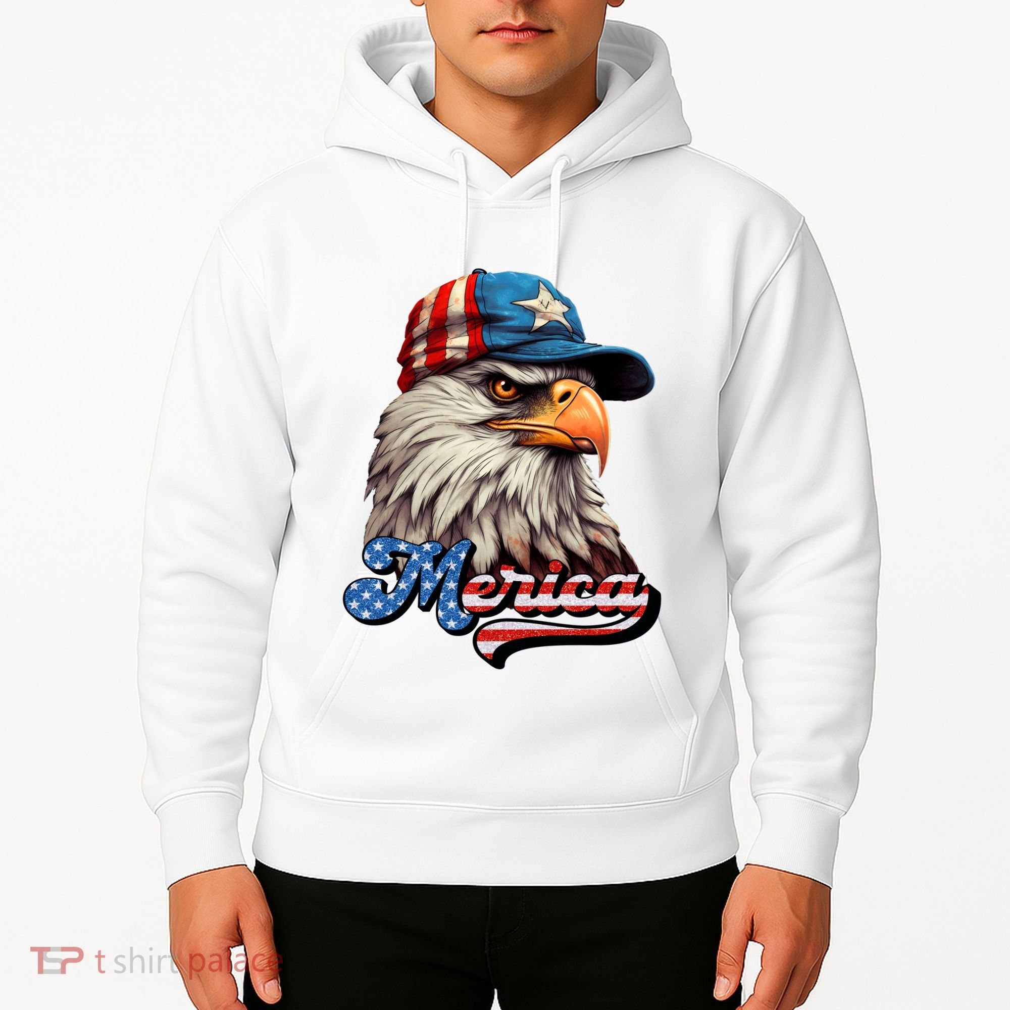 Merica Eagle USA Eagle 4th Of July Patriotic Funny Bald Eagle Hoodie