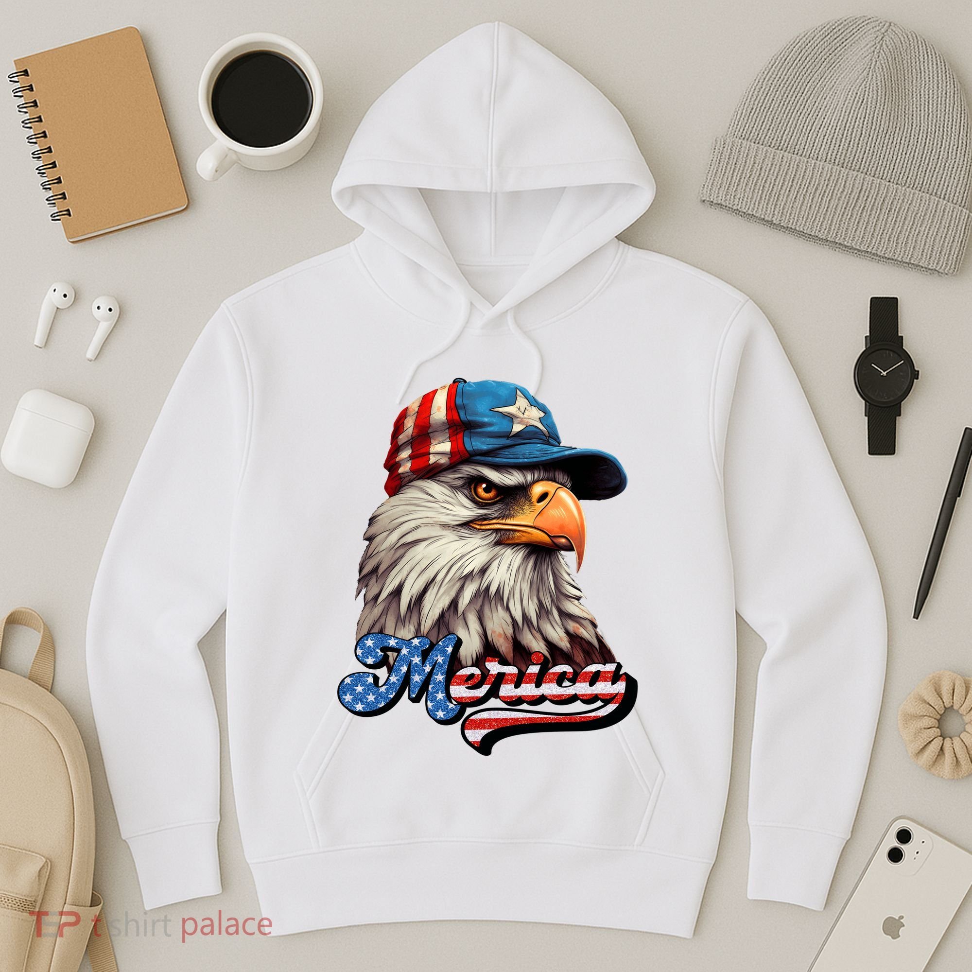 Merica Eagle USA Eagle 4th Of July Patriotic Funny Bald Eagle Hoodie
