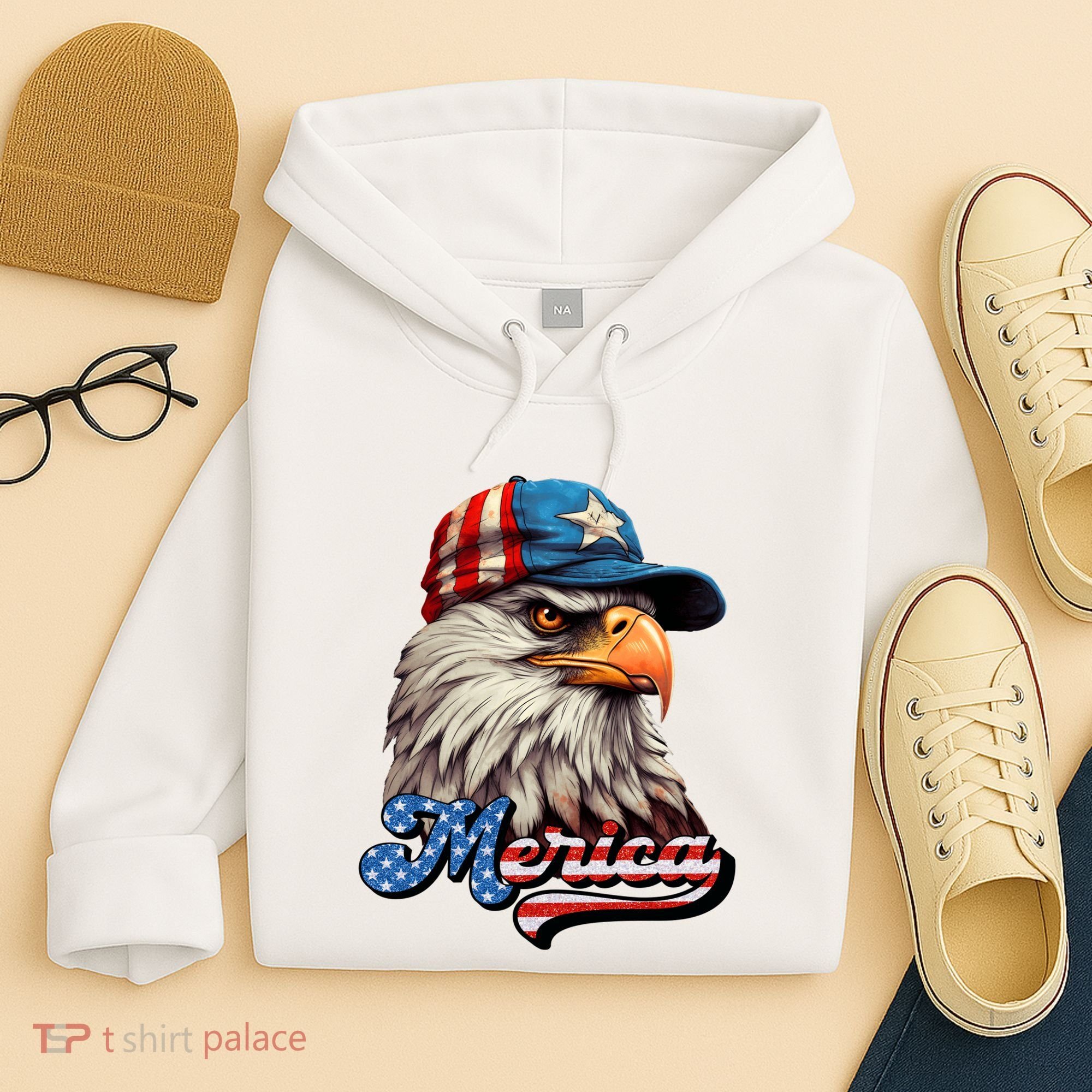 Merica Eagle USA Eagle 4th Of July Patriotic Funny Bald Eagle Hoodie