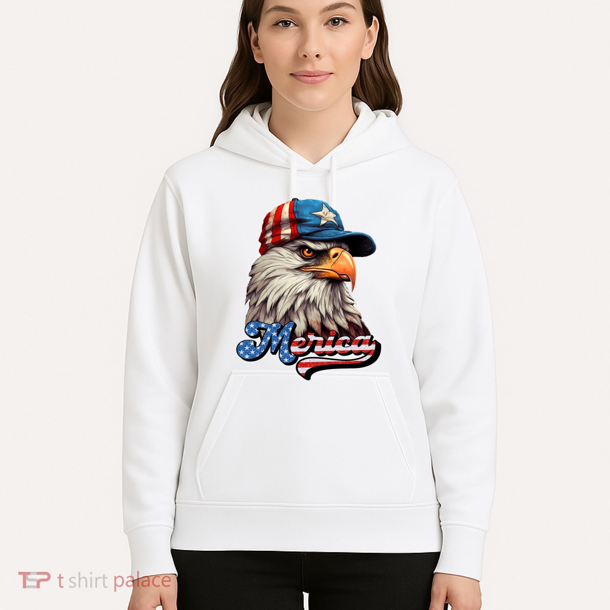 Merica Eagle USA Eagle 4th Of July Patriotic Funny Bald Eagle Hoodie