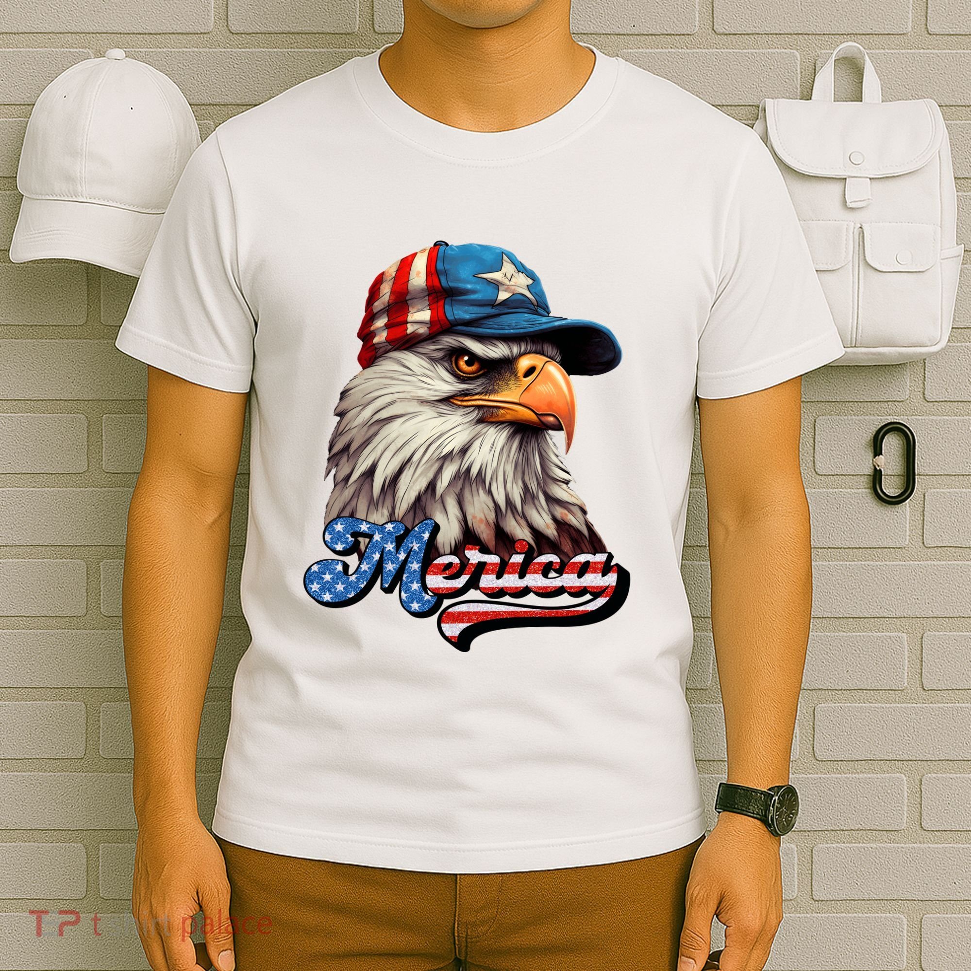 Merica Eagle USA Eagle 4th Of July Patriotic Funny Bald Eagle T-Shirt