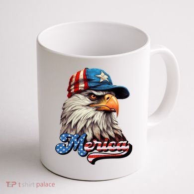 Merica Eagle USA Eagle 4th Of July Patriotic Funny Bald Eagle Coffee Mug back