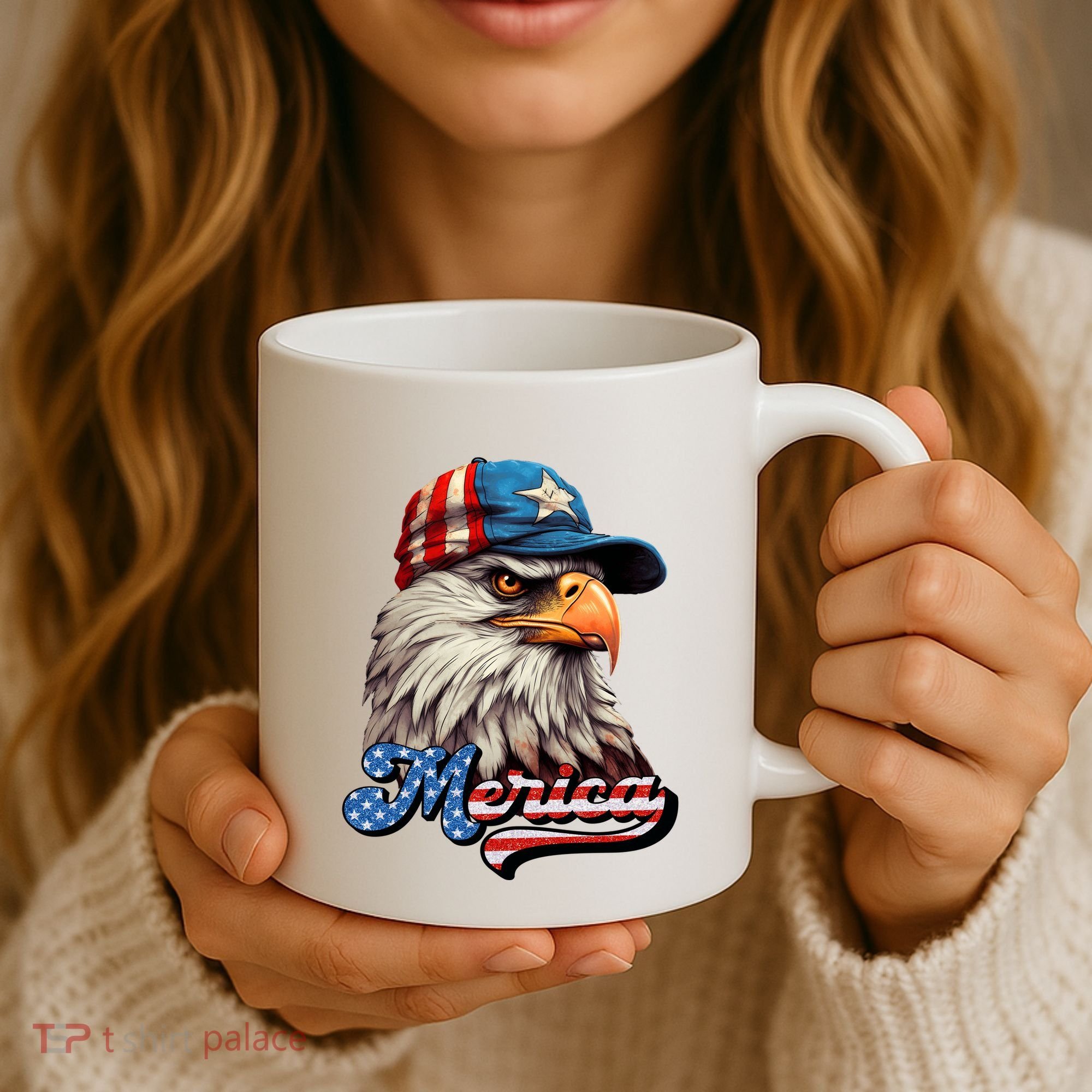 Merica Eagle USA Eagle 4th Of July Patriotic Funny Bald Eagle Coffee Mug