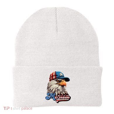 Merica Eagle USA Eagle 4th Of July Patriotic Funny Bald Eagle Beanie