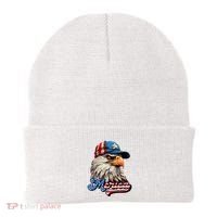 Merica Eagle USA Eagle 4th Of July Patriotic Funny Bald Eagle Beanie thumb 0