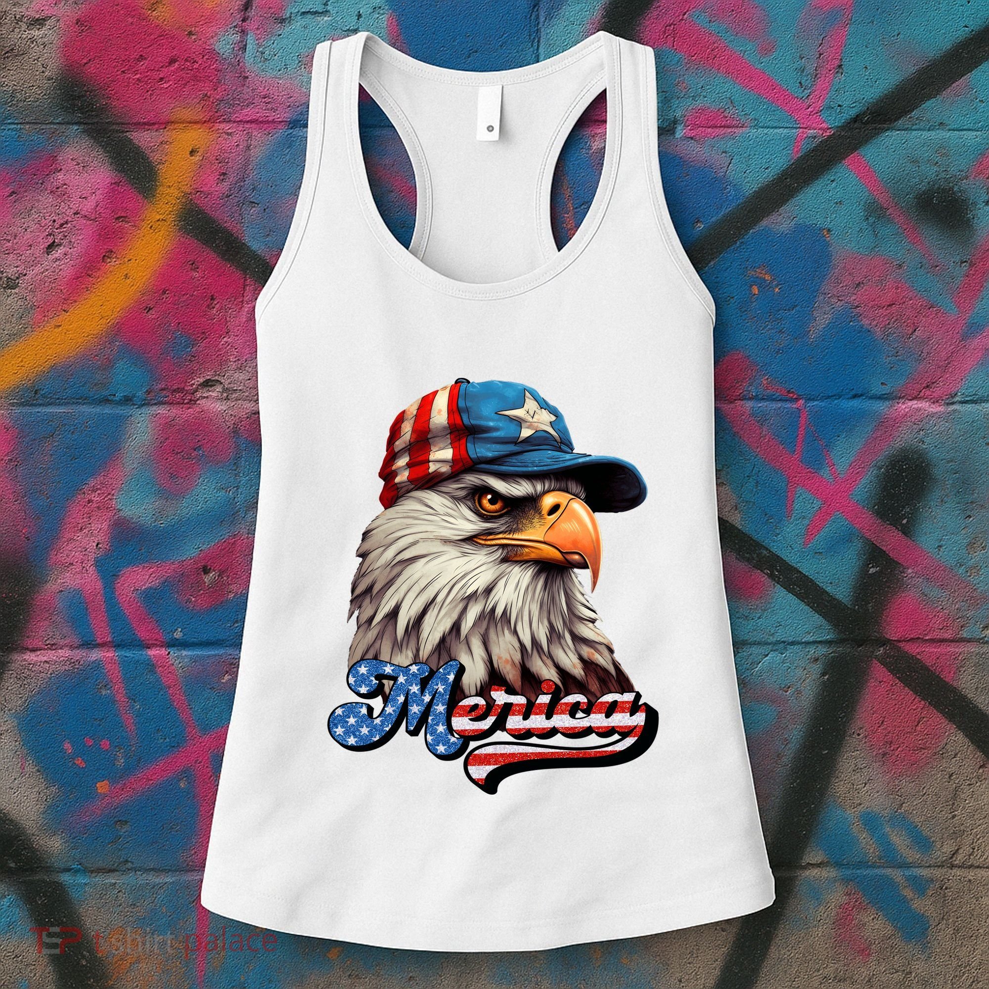 Merica Eagle USA Eagle 4th Of July Patriotic Funny Bald Eagle Women's Tank Top