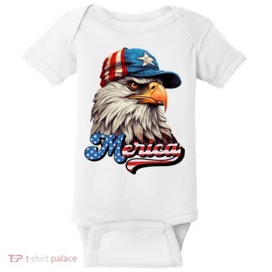 Merica Eagle USA Eagle 4th Of July Patriotic Funny Bald Eagle Baby Bodysuit