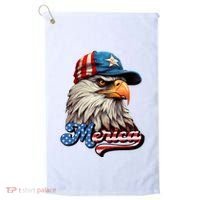 Merica Eagle USA Eagle 4th Of July Patriotic Funny Bald Eagle Golf Towel thumb 0