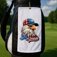 Merica Eagle USA Eagle 4th Of July Patriotic Funny Bald Eagle Golf Towel thumb 2